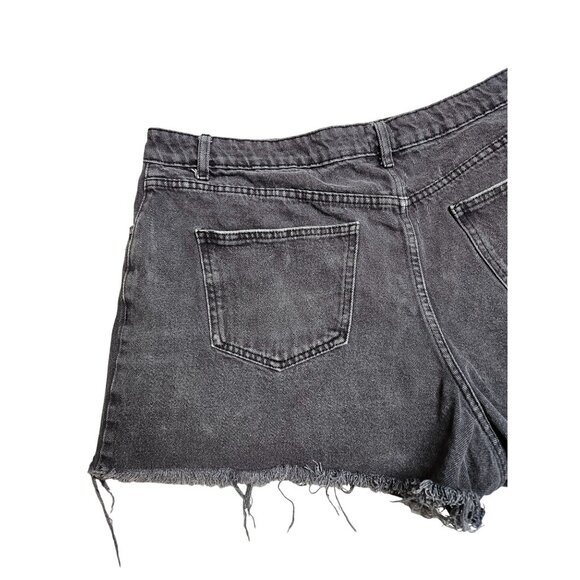 Cotton On Distressed Black Wash Denim Shorts Women Size 14 Frayed Hem High Rise - Picture 6 of 8